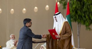 UAE President and Indian Prime Minister witness exchange and announcement of agreements and MOUs between the two countries