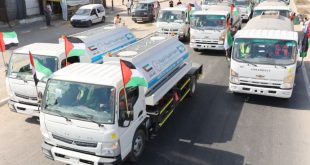 With contributions from Dar Al Ber & Fujairah Charity, Operation Chivalrous Knight 3 provides nine water tankers to Gaza Strip